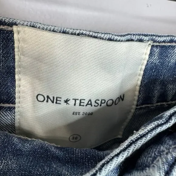 One Teaspoon Bandit Denim Shorts High Rise Distressed Women's 30 - Picture 5 of 10